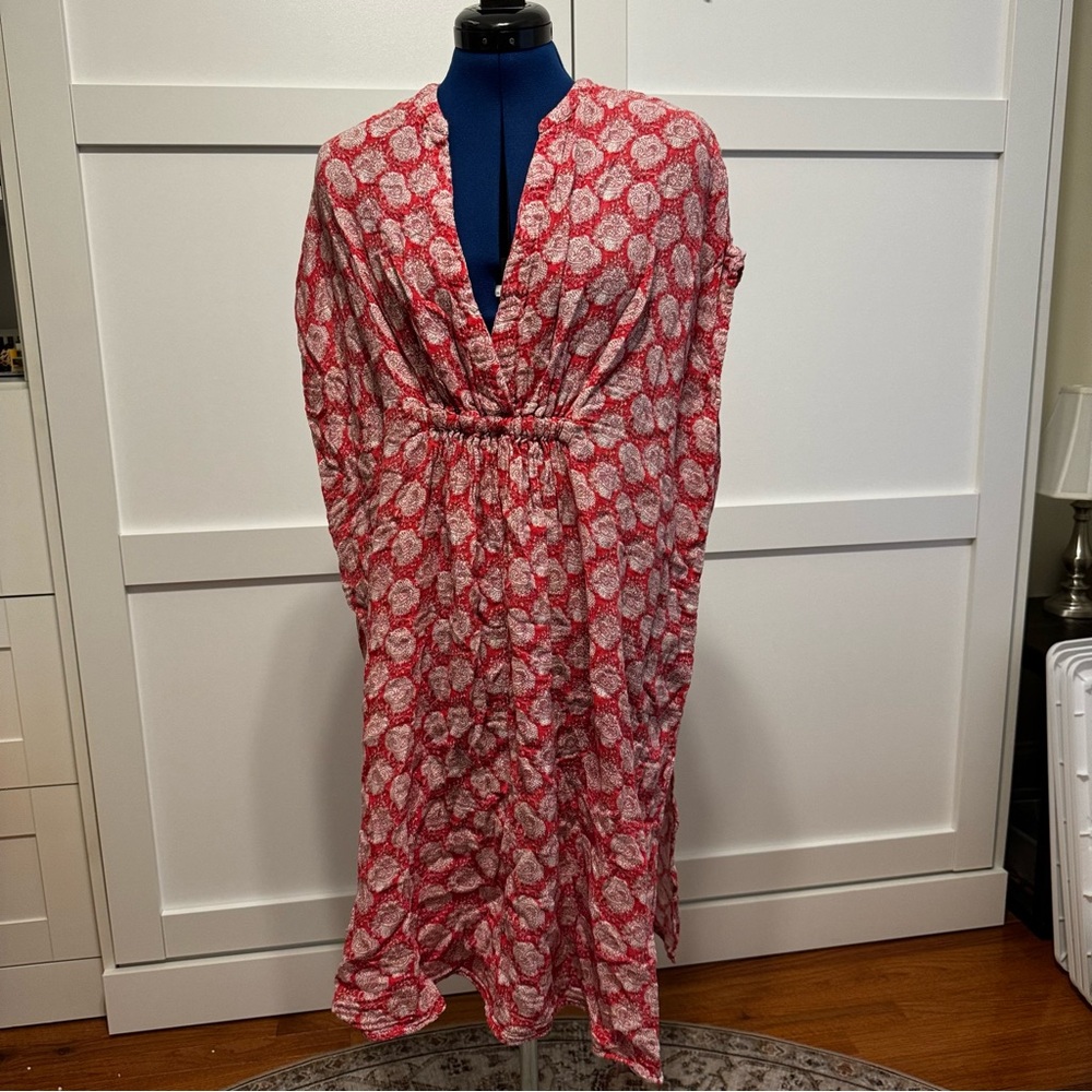 Pink and Orange Plunge Dolman Sleeve kaftan